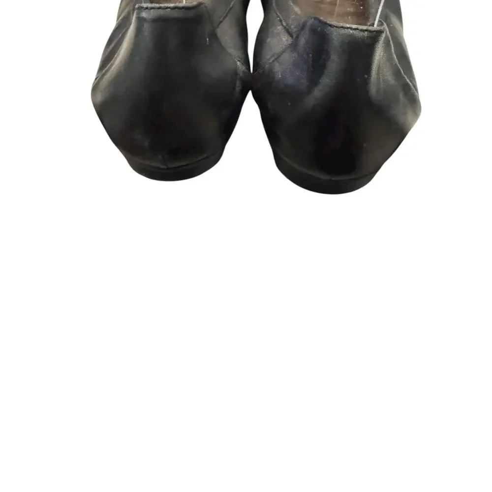 AGL Black Leather Croc Cap Toe Chain Ballet Flats EU 39 US 9